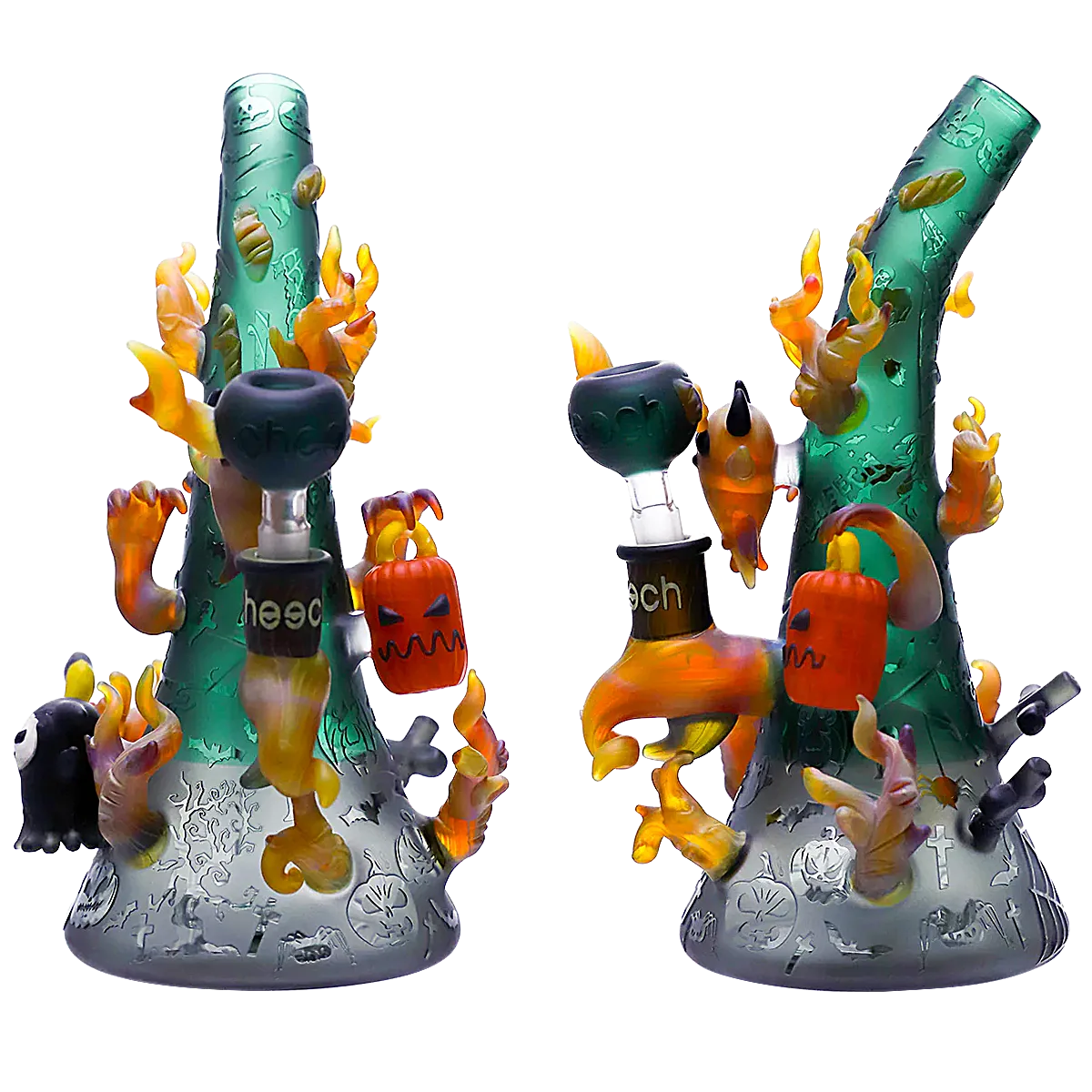 Cheech Frosted Look Spooky Fiery Halloween Mix Shapes Funnel Shaped Waterpipe (CHE-398) | 11 inches | Assorted Colors product image